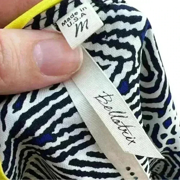 Bellatrix / Contrast Trim Print Faux Wrap Blouse - Picture 8 of 8